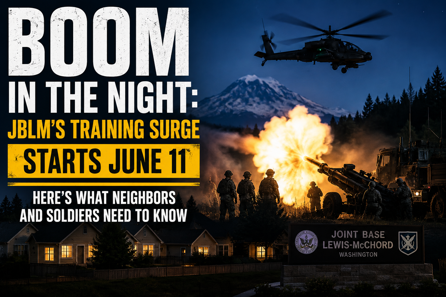 Boom in the Night: JBLM's Training Surge Starts June 11 — Here's What Neighbors and Soldiers Need to Know